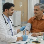 hospital in Koppa – experienced technician conducting tests