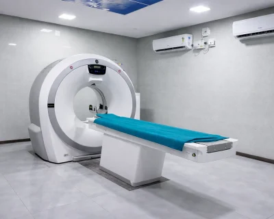 Diagnostics center in Koppa – CT scan machine with patient